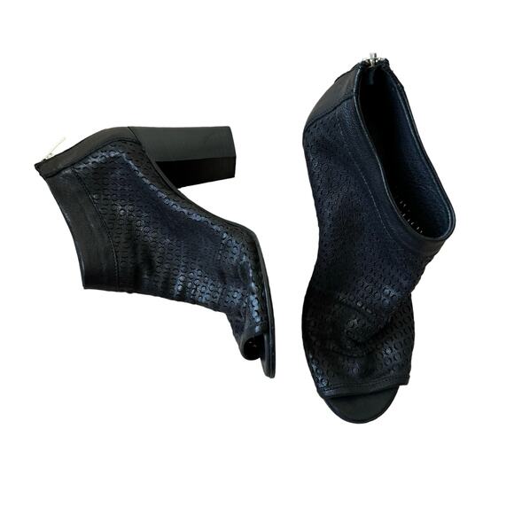 RON WHITE Shyla Perforated Peep Toe Bootie BLACK 38/ US 7.5 - Picture 1 of 10